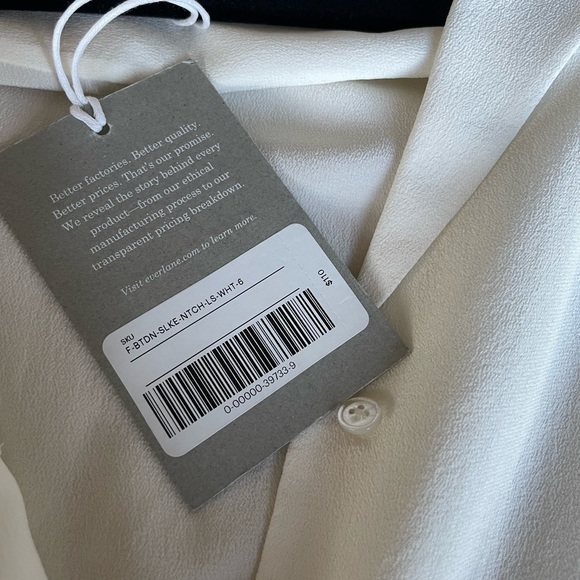 Everlane The Clean Silk Notch Shirt BNWT Off White - Picture 4 of 6